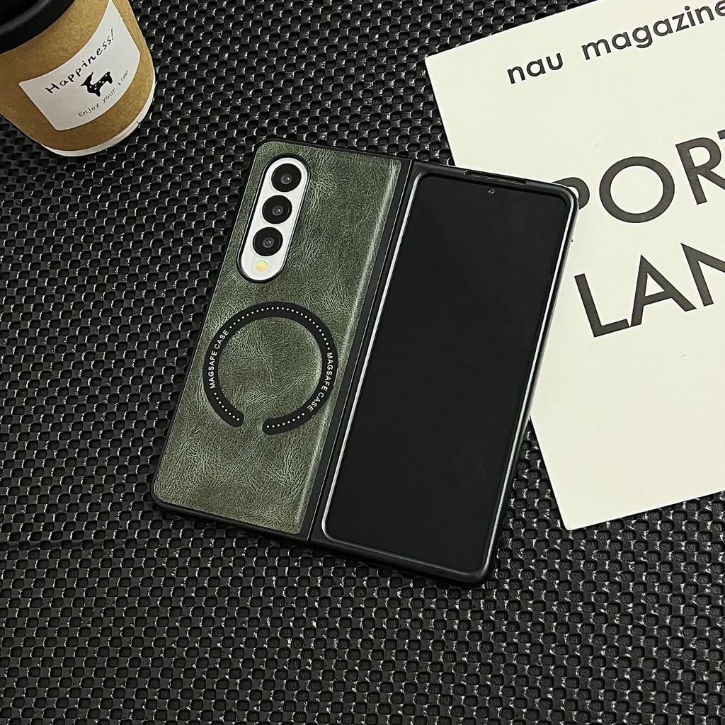 Подходит для складного телефона Samsung Galaxy Z Fold6 Чехол ZFLIP6 Кожаный MagSafe Пылезащитный Чехол