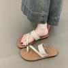 Set of Toe Roman Sandals 2025 Summer Korean Version Ins Style Linen Toe Holiday Beach Flat Cool Slippers Women