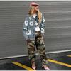 2025 New Fashionable Hip Hop Style Loose Denim Jacket with Flower Pattern Printing for Women Trendy Cotton Fashion Solid Color Jackets