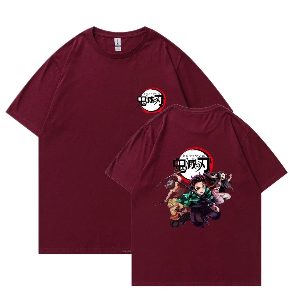 Футболка унисекс «Убийца демонов», футболки из 100% хлопка, футболка с аниме-принтом Rengoku Kyoujurou Nezuko Ninja, короткий топ Y2k, топы Harajuku