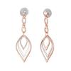 Висячие серьги из недрагоценного металла, 24-каратное розовое золото и серебро с покрытием из белого австрийского хрусталя и камня, серьги-капли для девочек/женщин