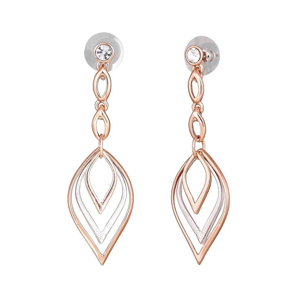 Висячие серьги из недрагоценного металла, 24-каратное розовое золото и серебро с покрытием из белого австрийского хрусталя и камня, серьги-капли для девочек/женщин