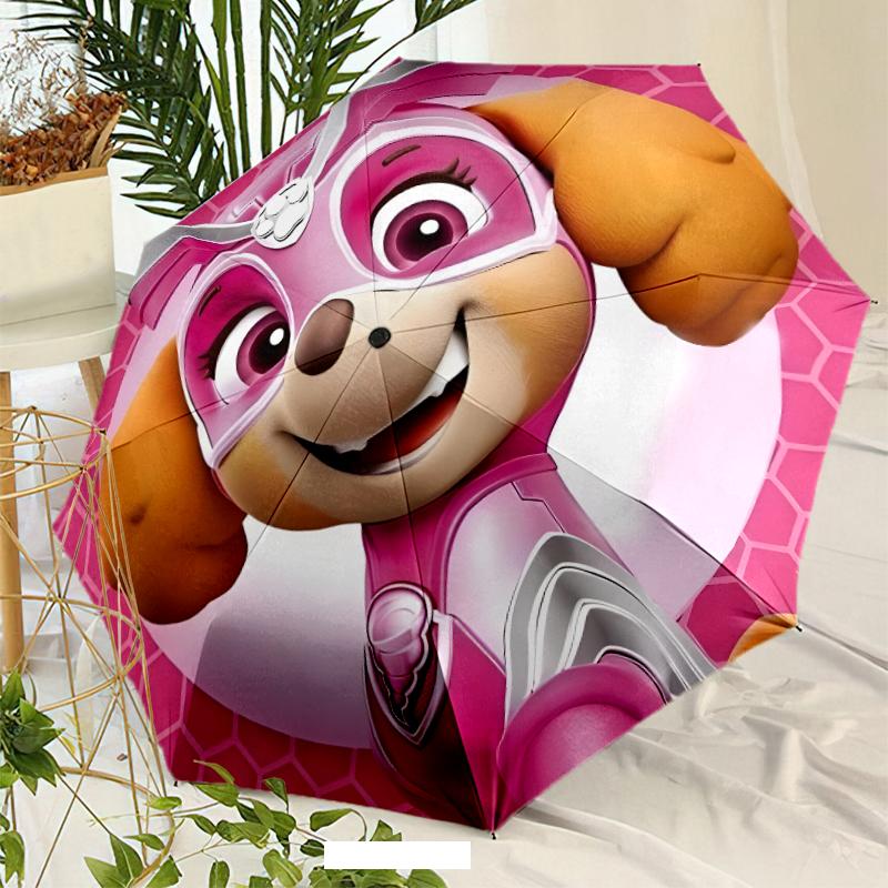 Cartoon Dog Umbrella with Automatic Open/Close & Self-8-Rib Heavy-Duty Umbrella, Compact Travel Umbrella Suitable for Outdoor