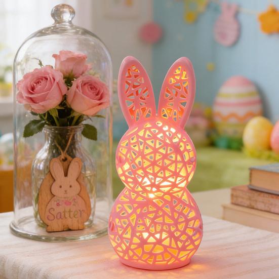 3D Printed Rabbit Lamp Hollow Bunny Night Light for Kid's Room Bedroom Nursery Easter Party Table