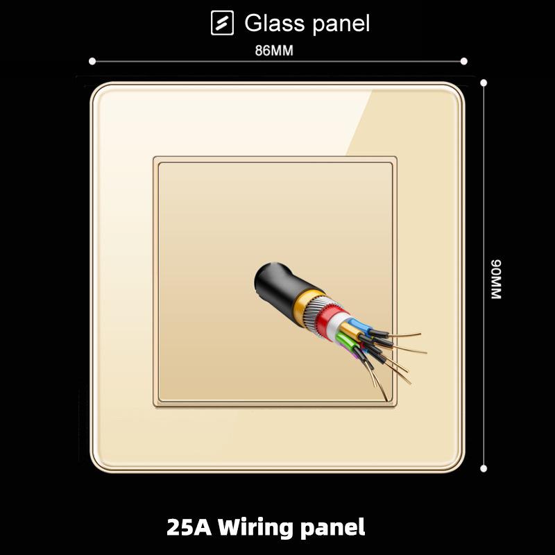 Hong Kong & Macau 13A British Socket with USB Fast Charging, Type-C, Gold Glass Panel, Three-Hole Square Pin