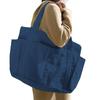 ZIP CORPORATION Tote Bag Canvas Large Capacity Plain Cotton Canvas Large Convenient Multiple Storage Pockets Top Zipper Navy W54 X H37 X D18cm 87023