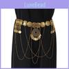 European Style Metal Waist Belt For Ladies With Antique Gold Finish And Tassel Detailing For Summer Outfits