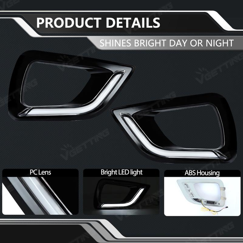 1 Pair For Nissan Navara NP300 2015 2016 2017 2018 Daytime Running Light Yellow Turn Signal Lamp Chrome/Black Cover LED DRL