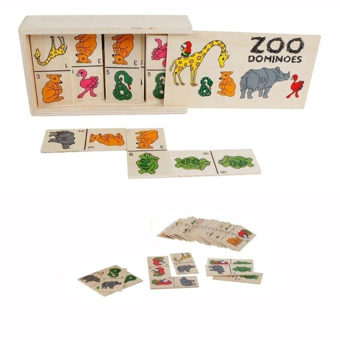Wooden Animal Domino Set 28 Colorful Pieces for Children Learning Shapes and Colors