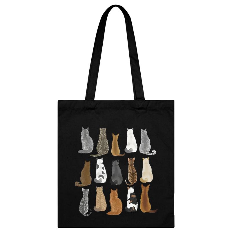 Забавная аниме-графика кошек женская холщовая сумка через плечо мультфильм животных и растений сумка для покупок котят любительница женских многоразовых сумок