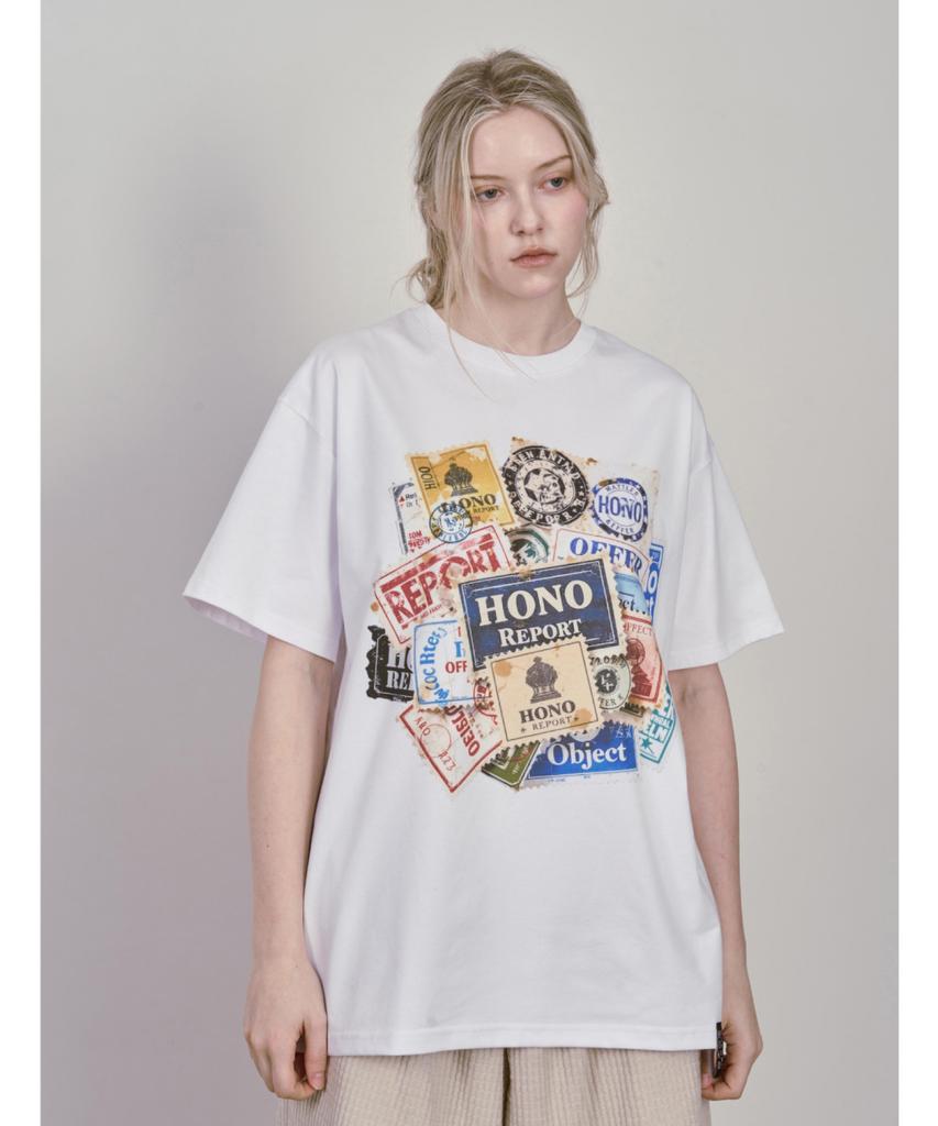 HONO REPORT Sticker T-Shirt_White