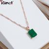 Dark Green Square Zircon Pendant Necklaces For Women Kinel Original Design Fine Jewelry
