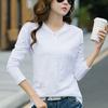 2024 Весна Новая мода Повседневный корейский стиль Свободный тонкий длинный рукав футболка женская бамбуковый хлопок простая нижняя рубашка
