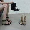 Retro Flat-bottomed Casual Niche Design Roman Sandals Women's Summer New Korean Version One-word with Rear Zipper Cool Boots