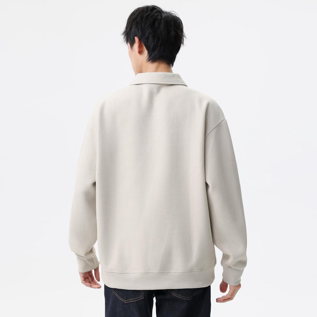 345g Japanese style Waffle patchwork soft and loose men's hoodie