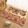 Cute Capybara Floor Mat Floor Mat Soft Flannel Non-Slip Door  Rug for Living Room