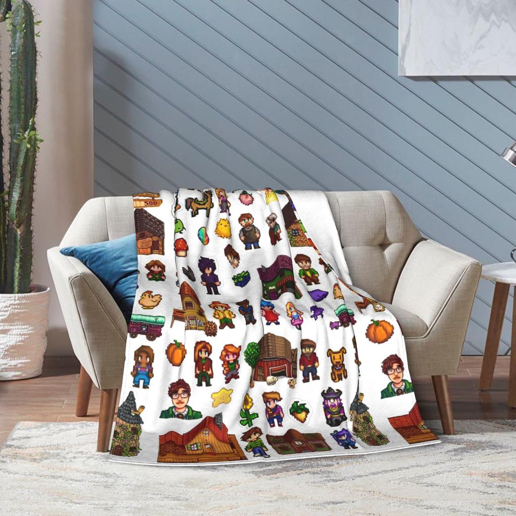Characters in Stardew Valley Fashion Blanket Coral Fleece Plush Winter Farming Game Breathable Warm Throw Fashion Blanket for Quilt