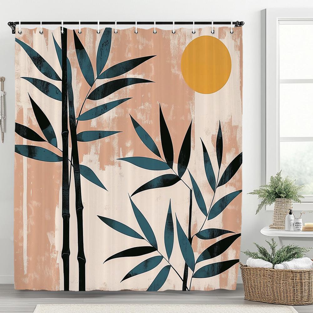 1 шт. Водонепроницаемая шторка для душа с абстрактным принтом тропических листьев, с 12 крючками, Разделитель для ванной комнаты, Оконная шторка для декора ванной комнаты