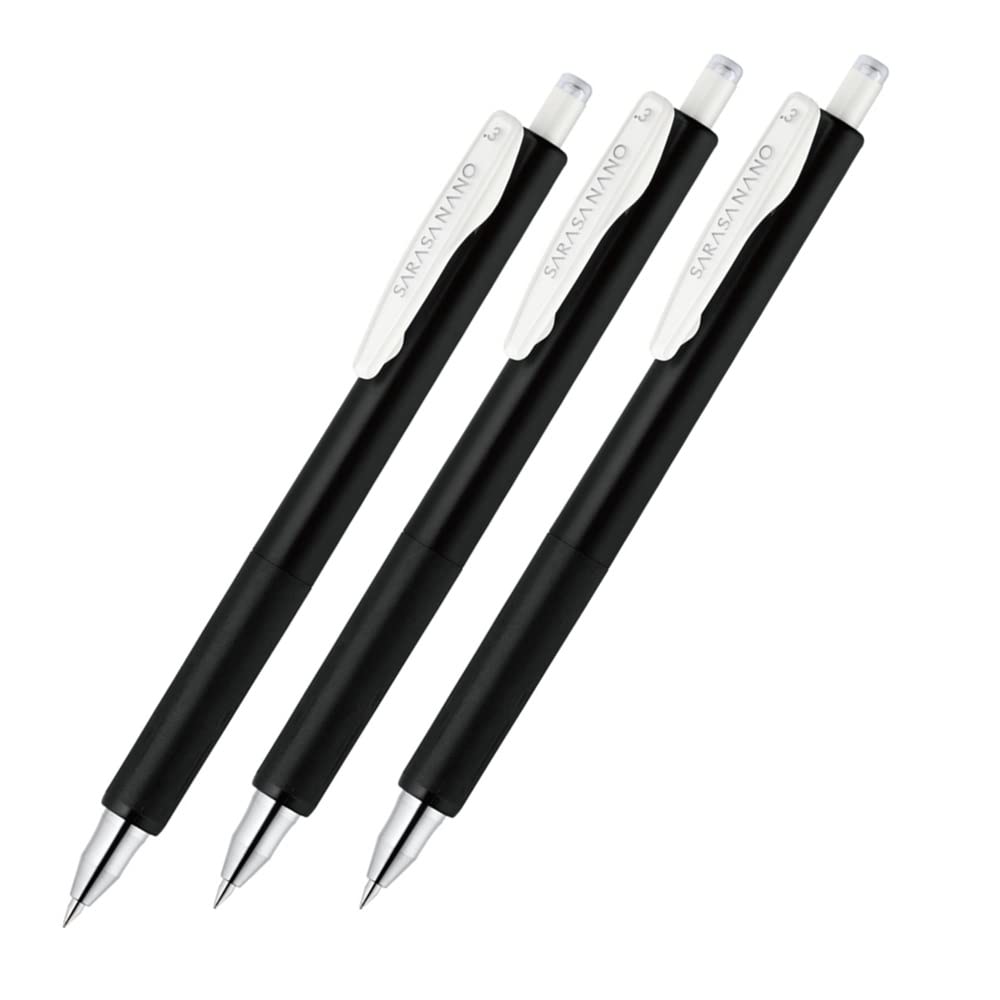 Zebra Набор из 3 гелевых шариковых ручек Sarasa Nano Black, 0,3 мм, (JJH72-BK3-AZ)