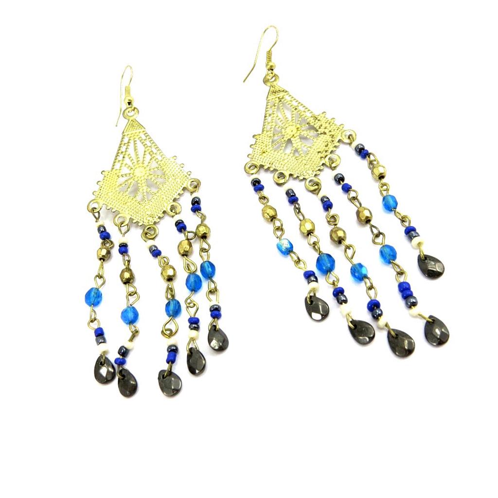 Les Trésors De Lily [L5778] - Boucles Créateur 'Altaï' bleu doré