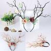 Gothic Deer Antlers Flower Hair Band Christmas Cosplay Hair Accessories
