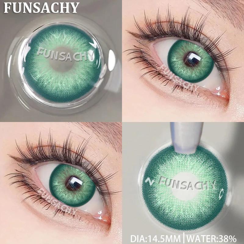 FUNSACHY 2 шт. Синие цветные контактные линзы, красивый зрачковый макияж глаз, натуральные мягкие контактные линзы для глаз, косметика для глаз, ежегодная