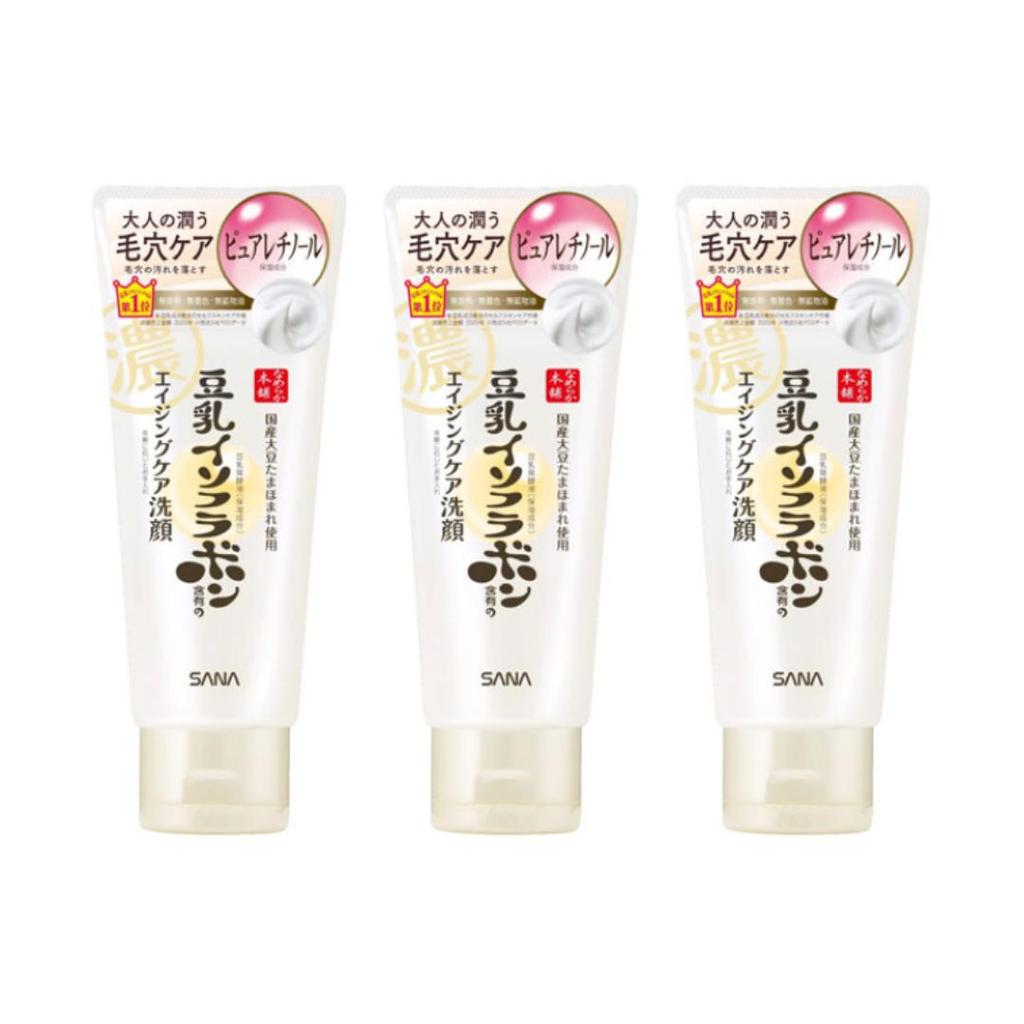 SANA Nameraka honpo Соевое молоко Изофлавоны Антивозрастная очищающая пенка 150г (Уход за порами / Увлажнение / Разглаживание)