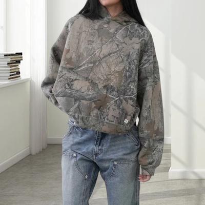 Yousheng унисекс осень-зима толстовка с капюшоном хип-хоп стиль винтаж длинные рукава принтованный застежка-молния толстый теплый капюшон карманы уличная свободная куртка