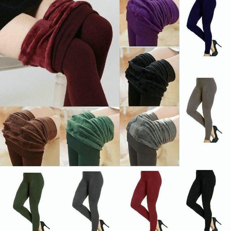 Женские зимние черные толстые теплые мягкие флисовые эластичные леггинсы на подкладке, брюки