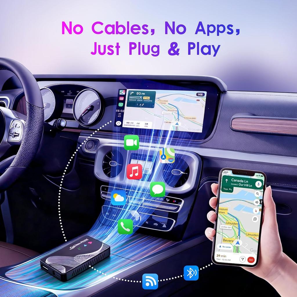 2025 Обновленный 3-в-1 HDMI Автомобильный ТВ, Беспроводной Адаптер CarPlay и Android Auto, Plug & Play для Автомобилей 2016+