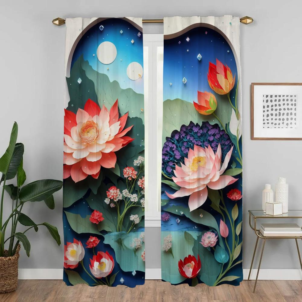 3D Цветочные Оттенки Элегантные Шторы Для Гостиной Оконные Шторы Домашний Интерьер Шторы 2 Шт. Хэллоуин Украшения Ребенок