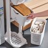 Multifunctional, crevice bathroom laundry basket, multi-layer, plastic, kitchen narrow rack, trolley, dormitory sundries storage
