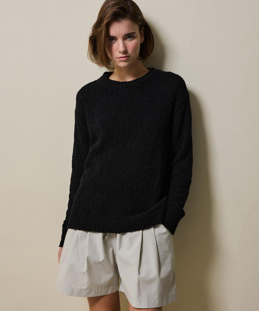 SHINE ON YOU Cotton Blend Loose Knit_ Soft Black