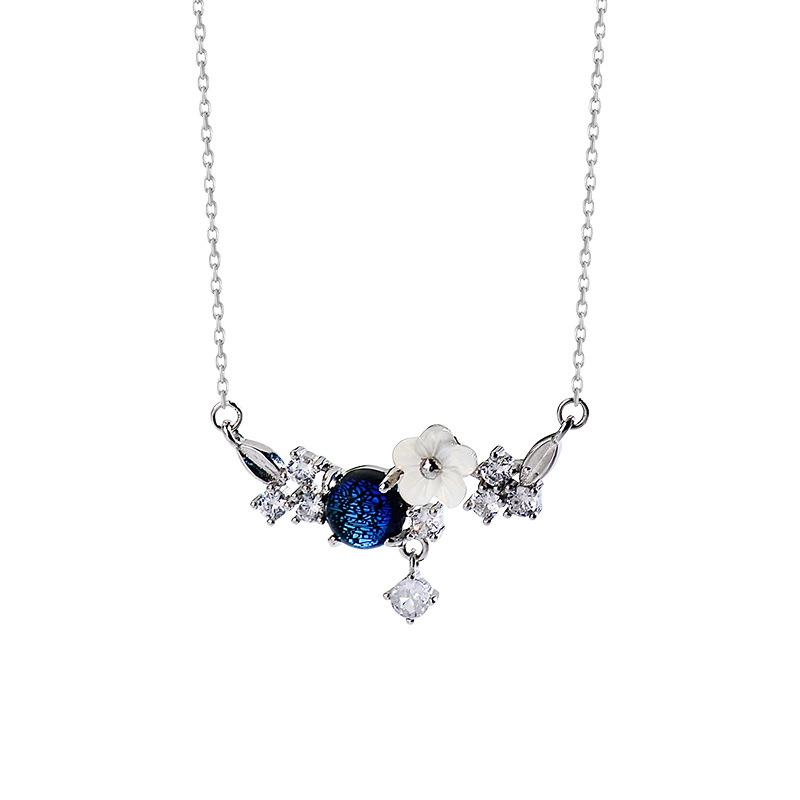 Мечтательное звездное небо стеклянный цветок циркон ожерелье нежная ключичная цепочка милая модная цепочка на шею женская