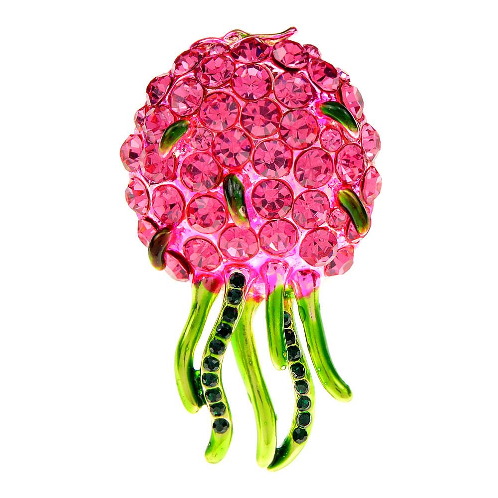 Rhinestone Pitaya Jellyfish Brooches For Women Fruit Pin Enamel Fashion Jewelry High Quality New Arrival