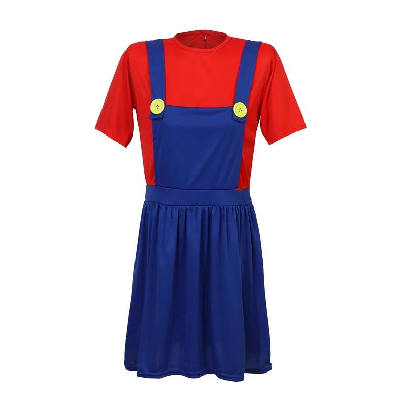 Adult Women's Game Character Costume Anime Luigi Dress with Hat Beard Gloves Funny Party Acting Costume