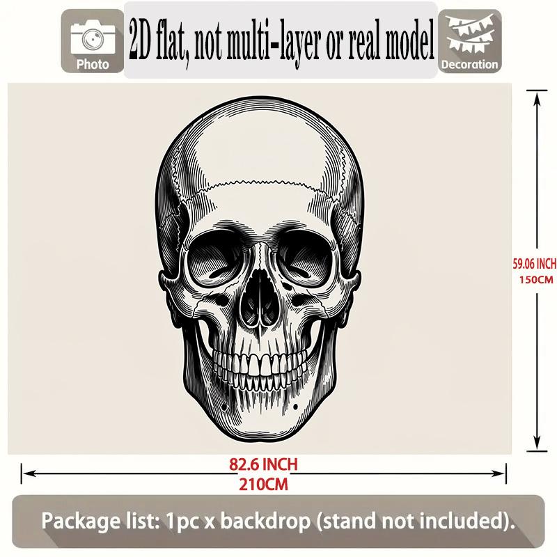 Happy Birthday Backdrop Skull Polyester Party Wall Decor