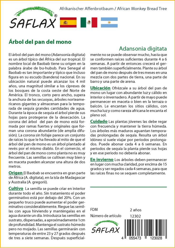 SAFLAX Хлебное дерево африканской обезьяны - 6 семян - Adansonia digitata