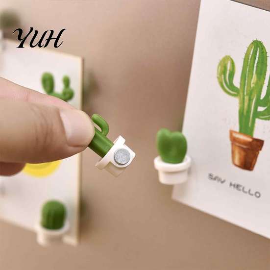 Whiteboard Decoration Magnet 6Pcs Potted Cactus Refrigerator Magnets, Mini Kitchen Fridge Magnet, Memos Notes Photos Holder, Decorative Accessories