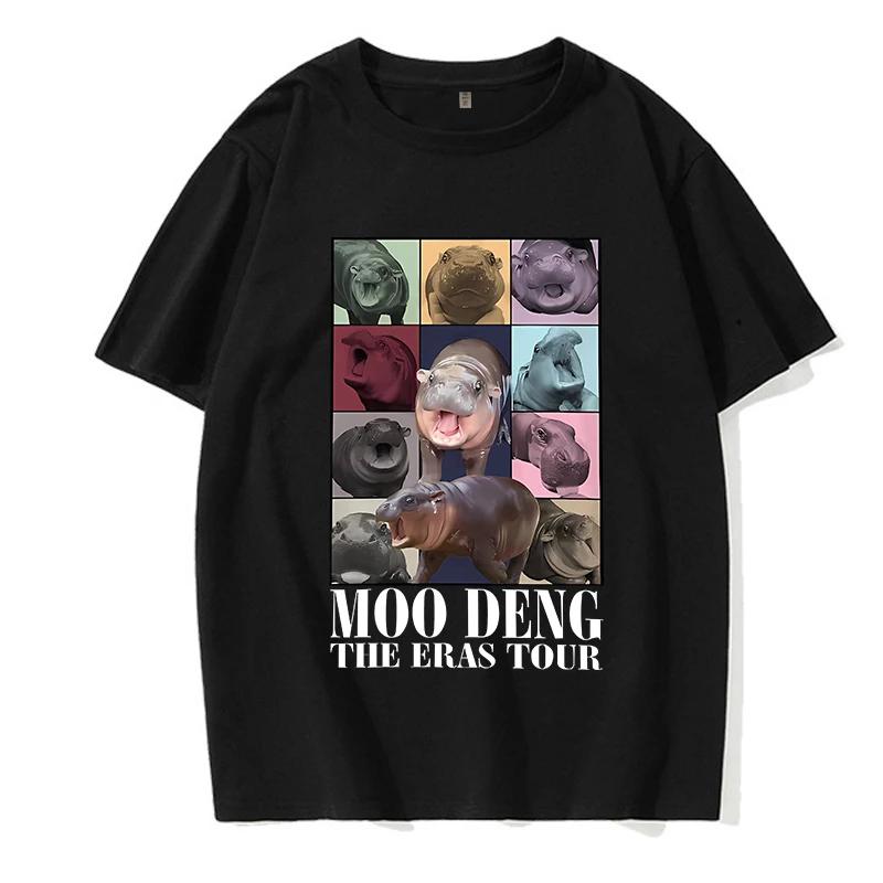 Kawaii Moo Deng Y2k T Shirt Funny Baby Hippo Tshirt Men Women Fashion Mange T-shirt Cartoon Harajuku Tee Tops Streetwear Clothes