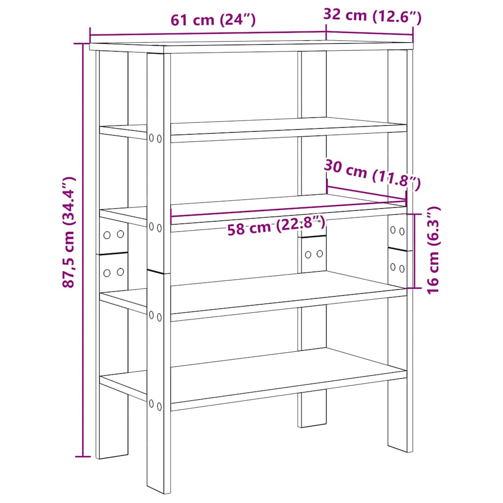 Shoe Rack in Sonoma Oak Finish 61 x 32 x 87.5 cm Engineered Wood