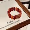 Handmade Natural Red Agate Flower Jasper Bracelet Women Geometric Style Ethnic Fashion Jewelry Gift