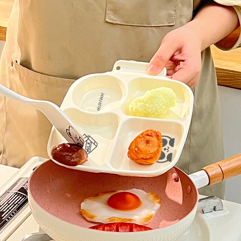 Квадратная пластиковая тарелка с разделителями для порционного управления едой, складная салатная тарелка, 4 отделения, для сжигания жира