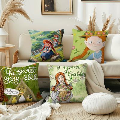 Мультфильм Классика Анна из Зеленых Мезонинов наволочка Декор комнаты дома дивана гостиной офиса автомобиля Скандинавская простота