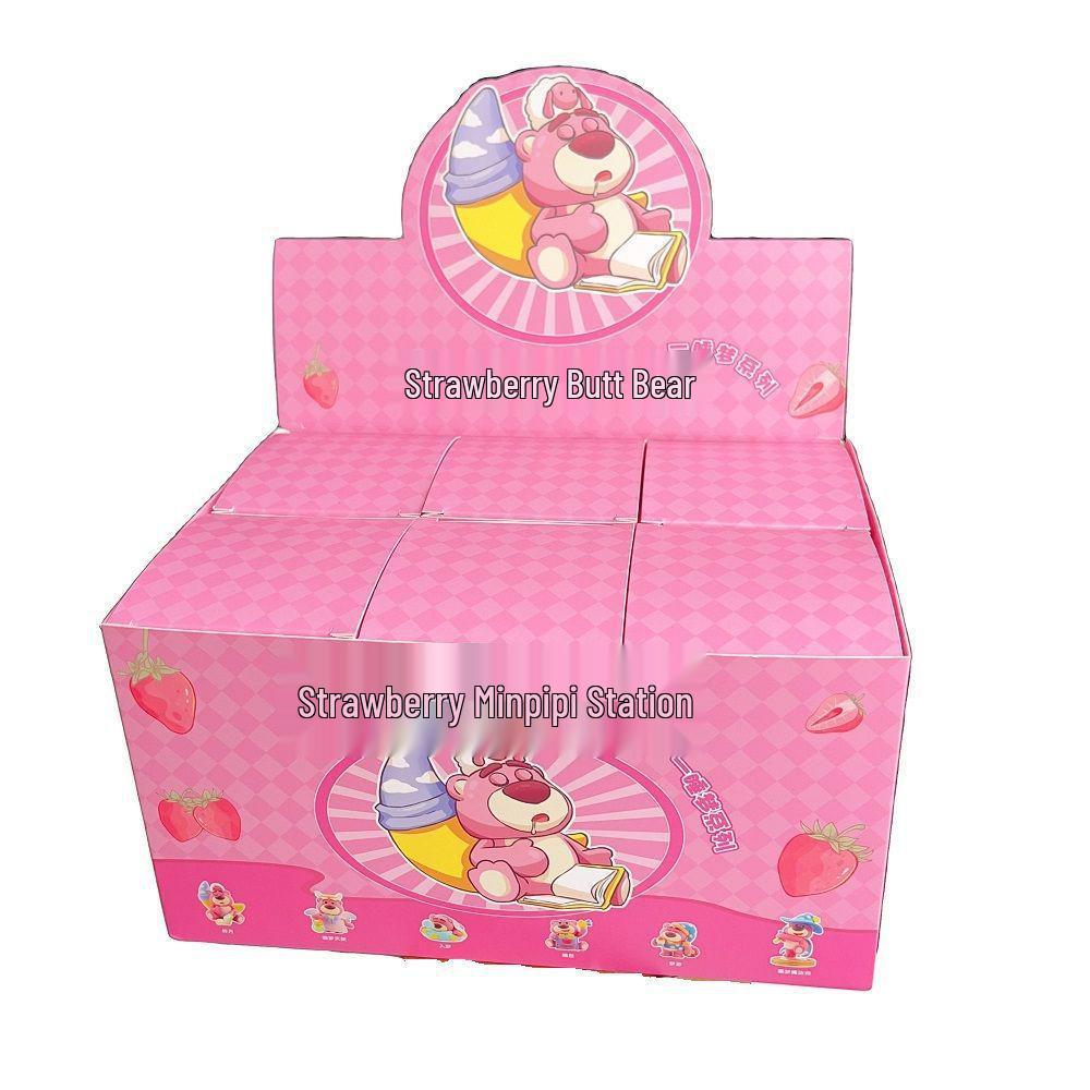 Sleepy Strawberry Bear Blind Box Figurine: Hand-Painted Cute Toy, Girlish Desktop Ornament, Children's Gift.