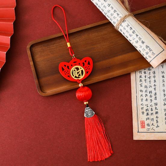 Украшение на китайский Новый год Традиционное красное подвесное украшение Подвеска «Удача» с кисточкой для Праздника Весны Дом Офис Автомобиль Дерево Декор