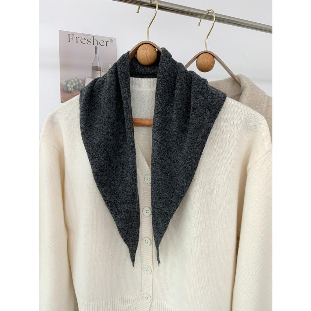 Шерстяной Темперамент, Треугольный Шарф против старения, Вязаная Маленькая Шаль для Женщин на Осень и Зиму, Универсальная Корейская Версия, Завязывается и Носится на Плечах