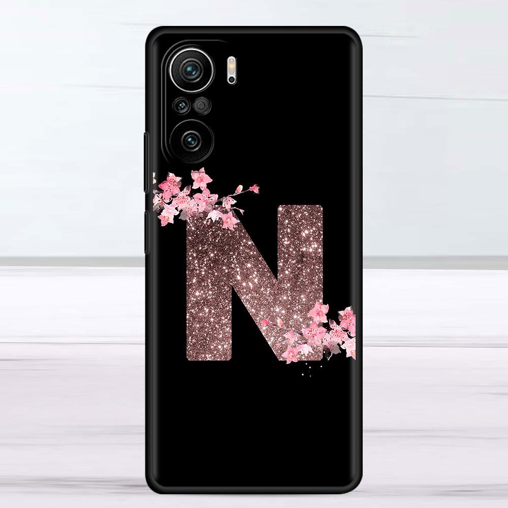 Розовый модный чехол с цветочной буквой MN для Xiaomi Redmi Note 11 10 Pro 12 9S 9 8 9C 9A K40 10C 8T 9T, силиконовый чехол для телефона