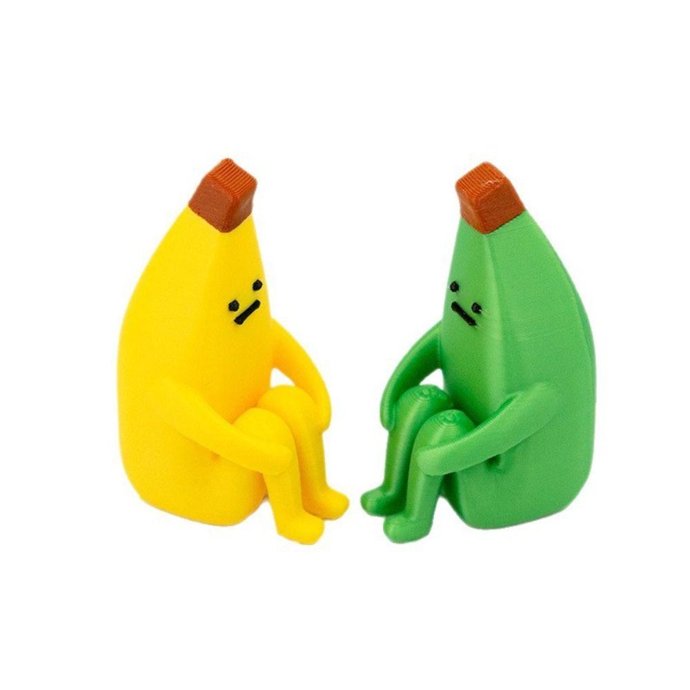Yellow Green Anxious Banana Ornaments PLA Material Mini Model Desktop Toys Home Decoration