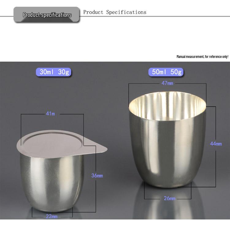 Yinpeng Nickel Crucible with Lid, 30ml/50ml, High-Temperature Resistant, High Purity